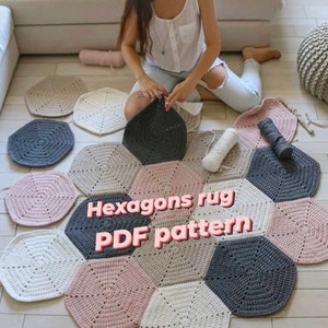 Crochet PDF hexagons rug pattern,Crochet pdf tutolial,Crochet solid hexagon pattern,Hexagon carpet | DIGITAL DOWNLOAD