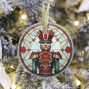 Acryl Ornamente, Glasmalerei Nussknacker, Weihnachtsverzierung, rundes Acryl, Nussknacker, Geschenkidee, Weihnachtsdekoration, Weihnachtsdekoration