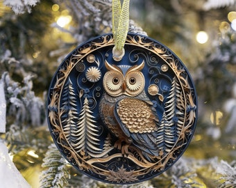 Acrylic Ornament, Winter, Owl ornament, holiday decor, tree decoration, Mountains, Best Ornament, Christmas Ornament, Wildlife, gift, Owl