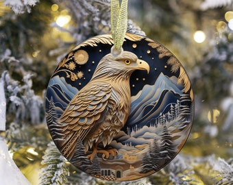 Acrylic Ornament, Winter, Golden Eagle ornament, holiday decor, tree decoration, Mountains, Best Ornament, Christmas Ornament, Wildlife