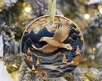 Acrylic Ornament, Winter, Golden Eagle ornament, holiday decor, tree decoration, Mountains, Best Ornament, Christmas Ornament, Wildlife