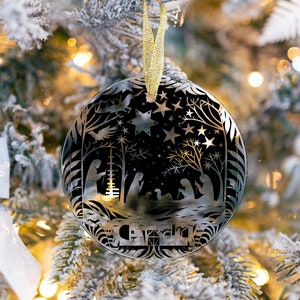 Glass Ornaments, Glass Christmas Ornament, Papercut Design, Glass Silhouette, Nativity Ornament, Papercut Style, bulk order, best ornament