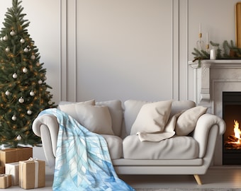 Manta de copos de nieve de invierno, decoración de terciopelo, ropa de cama navideña, copos de nieve navideños, decoración de sala de estar, colcha, país de las maravillas invernal, nieve