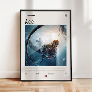 Six Siege - Ace poster, Six Siege print, Six Siege poster, Gaming print, gift for gamer, Rainbow six artwork, Gaming Wall Art