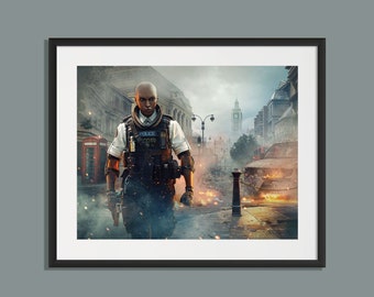 Six Siege - Clash - London Riots, Six Siege print, Six Siege poster, Gaming print, gift for gamer, Rainbow six artwork