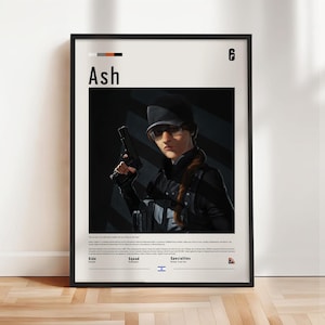 Six Siege - Ash poster, Six Siege print, Six Siege poster, Gaming print, gift for gamer, Rainbow six artwork, Gaming Wall Art