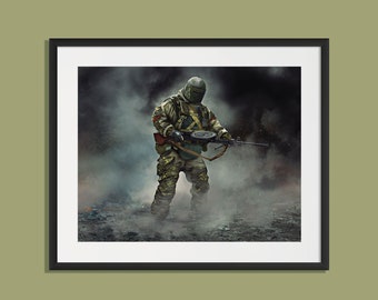 Six Siege - Tachanka - Fire, Six Siege print, Six Siege poster, Gaming print, gift for gamer, Rainbow six artwork