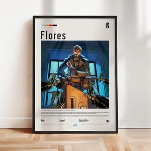 Six Siege - Flores poster, Six Siege print, Six Siege poster, Gaming print, gift for gamer, Rainbow six artwork, Gaming Wall Art
