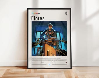 Six Siege - Flores poster, Six Siege print, Six Siege poster, Gaming print, gift for gamer, Rainbow six artwork, Gaming Wall Art