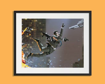 Six Siege - Warden, in action, Six Siege print, Six Siege poster, Gaming print, gift for gamer, Rainbow six artwork