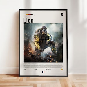 Six Siege - Lion poster, Six Siege print, Six Siege poster, Gaming print, gift for gamer, Rainbow six artwork, Gaming Wall Art