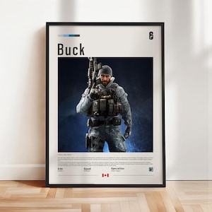 Six Siege - Buck Poster, Six Siege Druck, Six Siege Poster, Gaming Druck, Geschenk für Gamer, Rainbow sechs Kunstwerk, Gaming Wandkunst