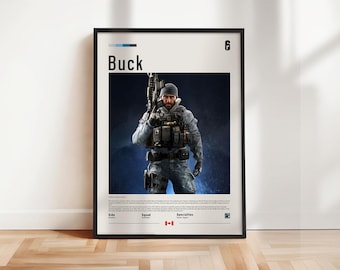 Six Siege - Buck poster, Six Siege print, Six Siege poster, Gaming print, gift for gamer, Rainbow six artwork, Gaming Wall Art
