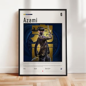 Six Siege - Azami poster, Six Siege print, Six Siege poster, Gaming print, gift for gamer, Rainbow six artwork, Gaming Wall Art
