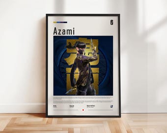 Six Siege - Azami poster, Six Siege print, Six Siege poster, Gaming print, gift for gamer, Rainbow six artwork, Gaming Wall Art