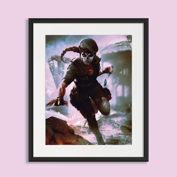 Six Siege - Caveira in action, Six Siege print, Six Siege poster, Gaming print, gift for gamer, Rainbow six artwork
