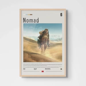 Framed poster of Nomad is an essential addition for any fan of the video game Six Siege and the operator Nomad. The frame is available in black, white or natural wood color. Don’t miss out on this must-have artwork!