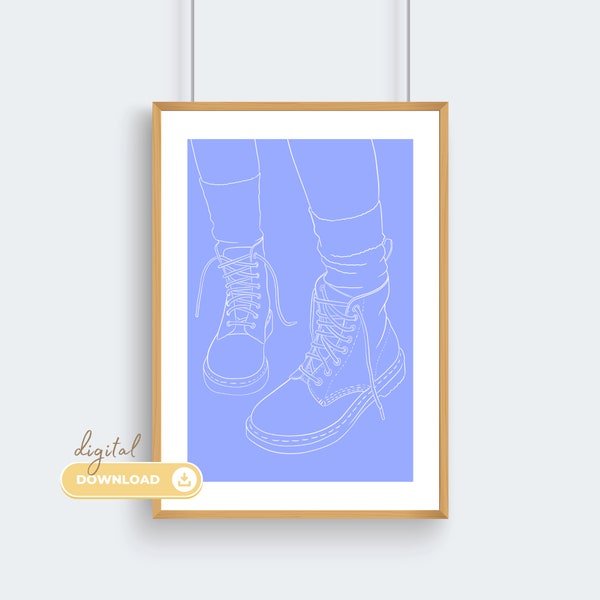 Doc Martens Wall Art, Minimal Line Art Digital Downloadable Print