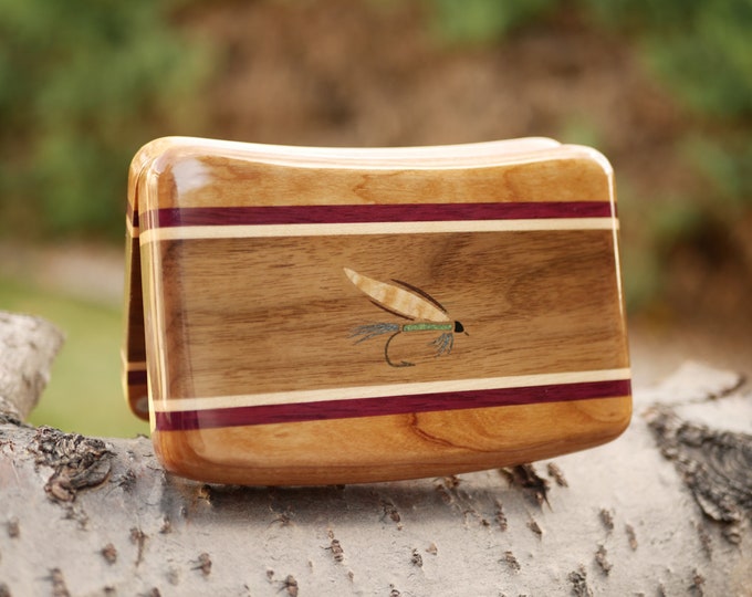 Fly Fishing Box, Wood, Handcrafted, Black Walnut, Cherry, Purple Heart