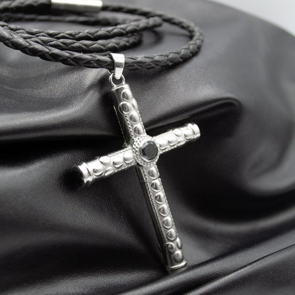 veneno el alijo secreto de plata con una cuchara, collar cruzado gótico, cruz gótica, regalos unisex, unisex