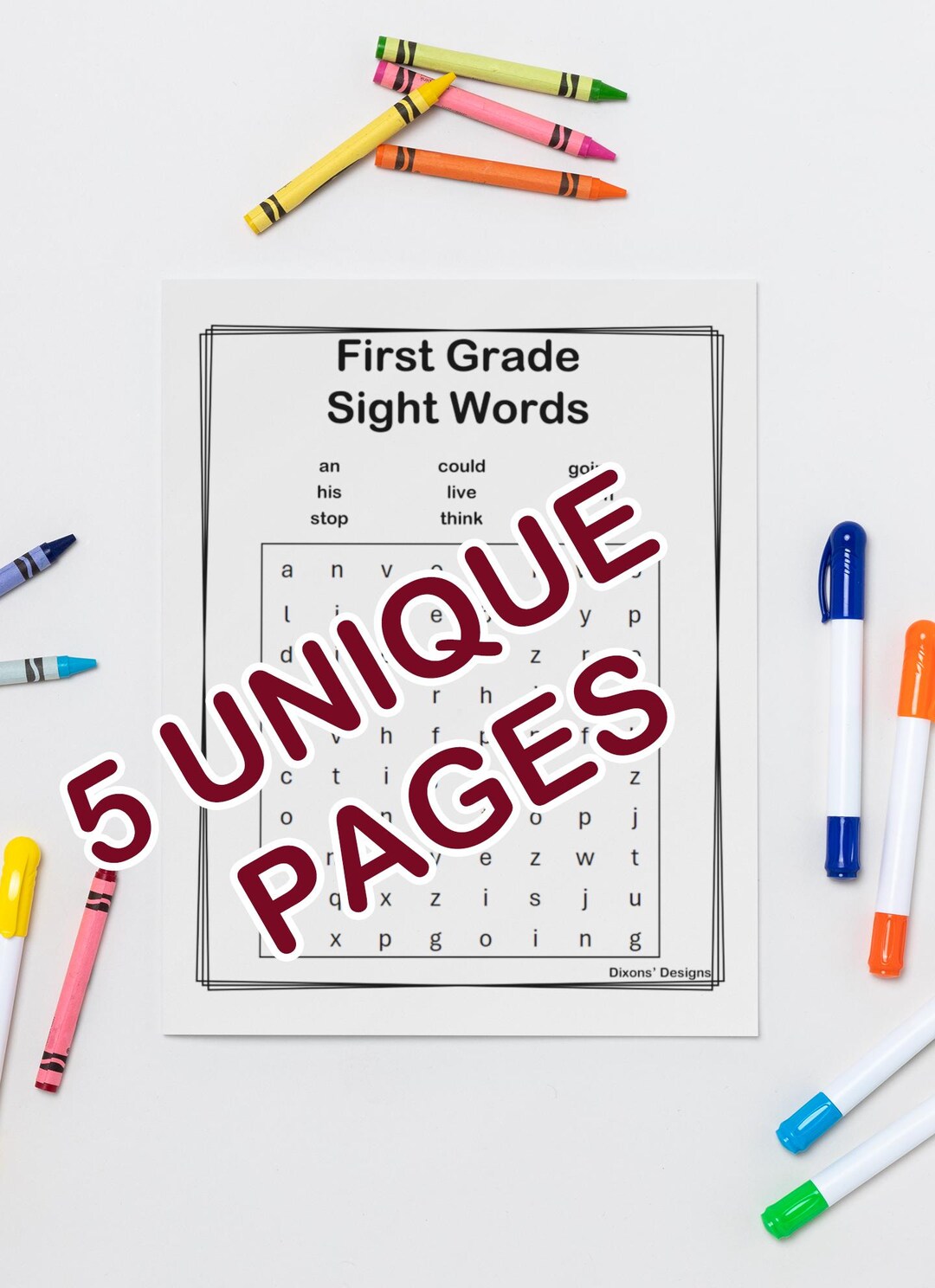 Printable Dolch First Grade Sight Words Word Search, 41 Words, Digital ...