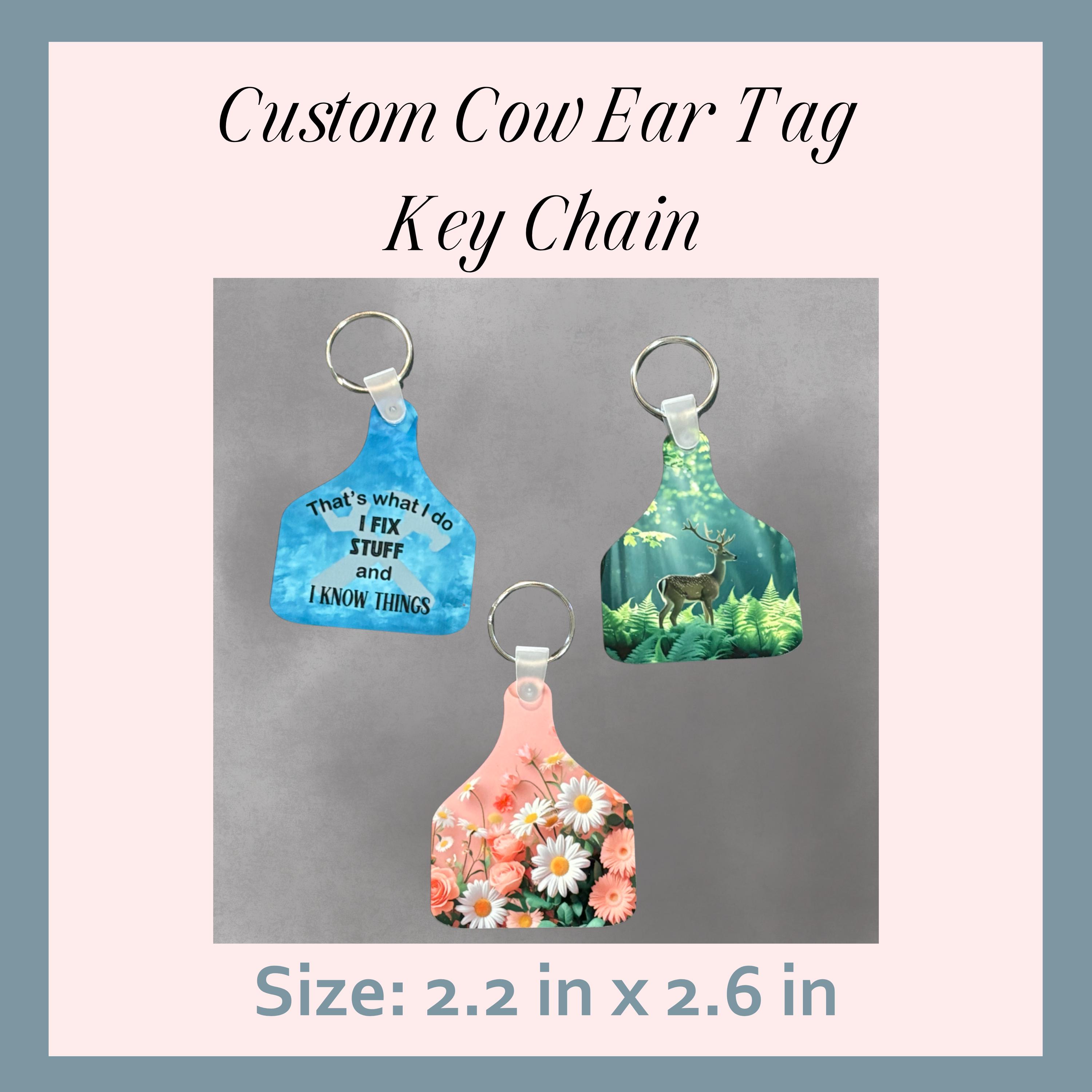 Personalized Cow Ear Tag Keychain: MDF Ranch Gift