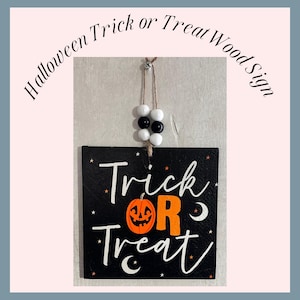 Cartello rustico in legno con Jack-O-Lantern: decorazione per Halloween &quot;Dolcetto o scherzetto&quot;