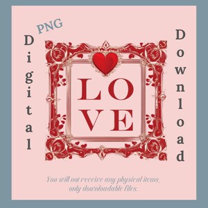 Red Heart Valentine LOVE Frame SVG PNG Digital Download