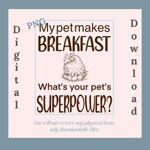 SVG de pollo divertido: Mi mascota prepara el desayuno, cita de animales de granja (descarga digital)