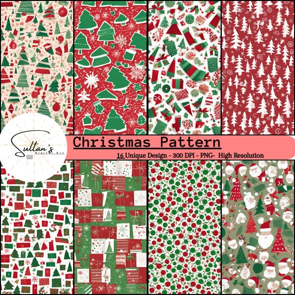 Festive Digital Paper Collection, Christmas Themed Backgrounds, Wrapping, and Wallpaper, Creative Gift Idea, Holiday Scrapbook Paper