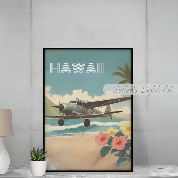 Retro Hawaiian Surf Poster - Vintage Summer Vibes Digital Print, Perfect Wall Art for Beach House Decor, Unique Gift for Surfer