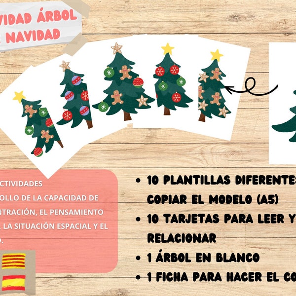 Actividad Árbol Navidad imprimible actividades PDF escuela niños infantil conteo christmas school printable imprimir educación nadal arbre