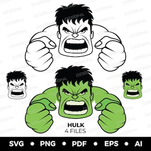 4 Hulk svg Hulk Gesicht svg Hulk Hands svg Unglaubliche hulk svg Hulk Cut Files for Cricut hulk head svg hulk bundle hulk Clipart Superhero svg