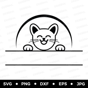 Cat svg Cat Split Monogram svg cat face png kitty svg cute cat vector kitten svg cat head black and white cat kitty split monogram cat lover