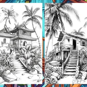 Scenary Coloringpage, Beach Coloring Page, Adult Coloring Pages