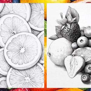Fruit Coloring Pages for Adults, Exotic Fruit Coloring Sheets, Fruit Coloring Books for Kids