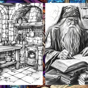 Whimsical Coloring Book, Fantasy Potion Bottle Pages, Magician Mystical Enchanted Fairytale Adults Digital Printable Download, Instant PDF