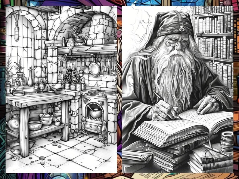 Whimsical Coloring Book, Fantasy Potion Bottle Pages, Magician Mystical Enchanted Fairytale Adults Digital Printable Download, Instant PDF