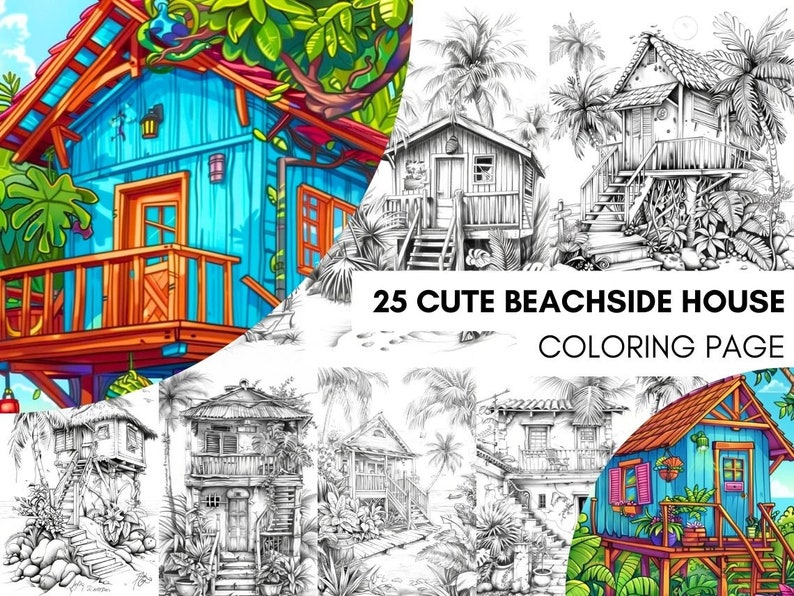 Scenary Coloringpage, Beach Coloring Page, Adult Coloring Pages