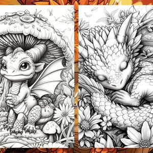 Cute Baby Dragon Coloring book, Cute Little dragon Coloring Pages, Coloring Book Download