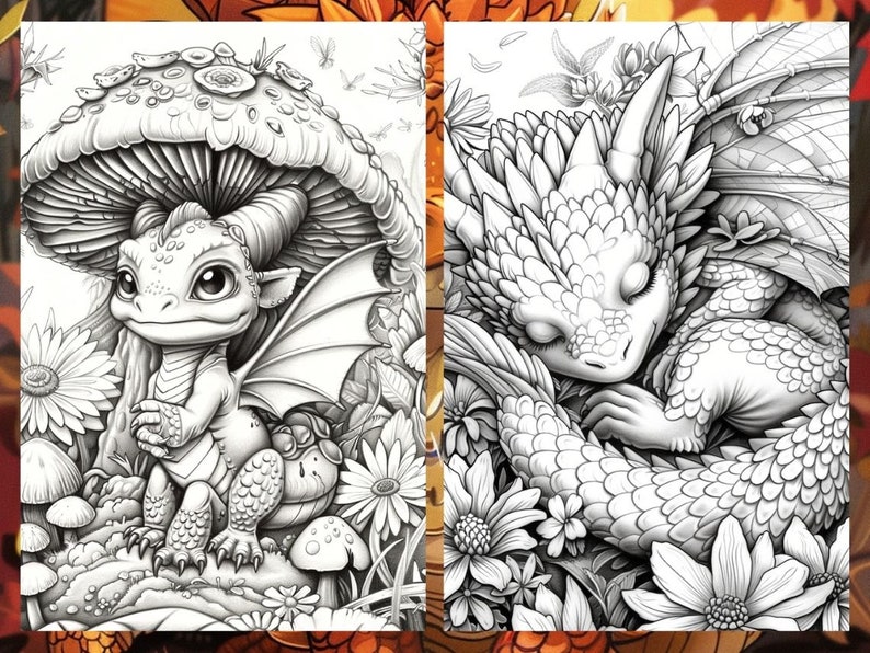 Cute Baby Dragon Coloring book, Cute Little dragon Coloring Pages, Coloring Book Download