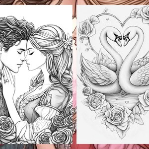 Valentine's Day Coloring Book Page Adult Love Coloring Sheets for Adults Printable, Couples Valentine's Coloring Book, Printable PDF