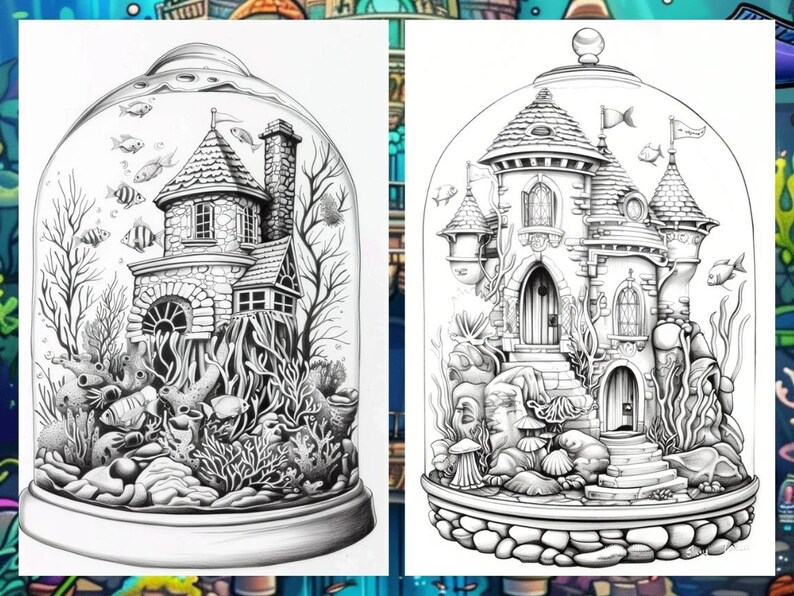 Fairy House, Floral Coloring Page, Adult Coloring Pages