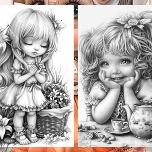 Garden Cute Gnome Coloring Pages, Gnome Coloring Book, Enchanted Garden, Grayscale Coloring Book, Little Gnome Coloring Sheet, Printable PDF