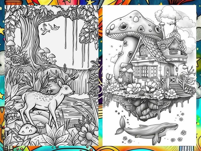 Mystical Landscape Coloring Book, Fantasy Creatures Fairytale Coloring Pages, Intricate Details Enchanted Forest Coloring Book for Adult PDF