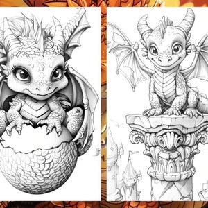 Cute Baby Dragon Coloring book, Cute Little dragon Coloring Pages, Coloring Book Download
