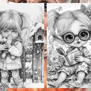 Garden Cute Gnome Coloring Pages, Gnome Coloring Book, Enchanted Garden, Grayscale Coloring Book, Little Gnome Coloring Sheet, Printable PDF