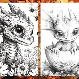 Cute Baby Dragon Coloring book, Cute Little dragon Coloring Pages, Coloring Book Download
