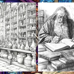 Whimsical Coloring Book, Fantasy Potion Bottle Pages, Magician Mystical Enchanted Fairytale Adults Digital Printable Download, Instant PDF