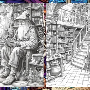 Whimsical Coloring Book, Fantasy Potion Bottle Pages, Magician Mystical Enchanted Fairytale Adults Digital Printable Download, Instant PDF